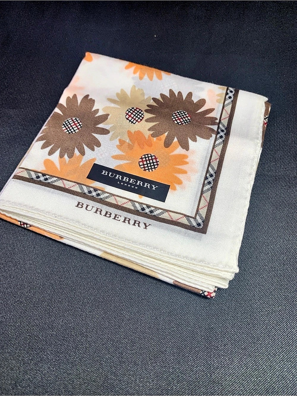 Burberry Floral Scarf in White & Brown Like New